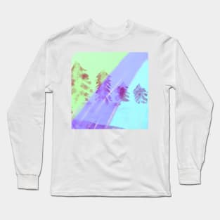 Blue purple green watercolor abstract art Long Sleeve T-Shirt